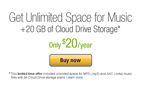 Amazon Cloud storage limits for music